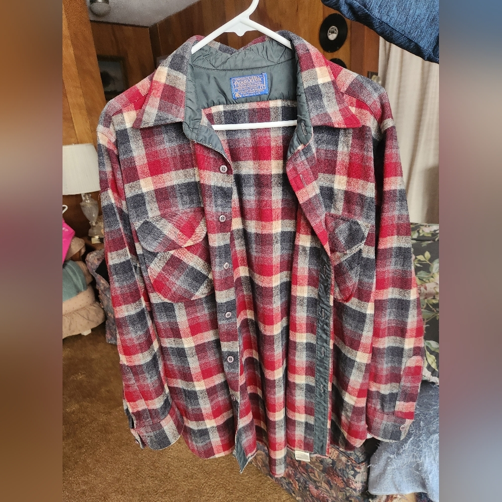 Pendleton True Vintage 1960's Virgin Wool Flannel Button Down Shirt L